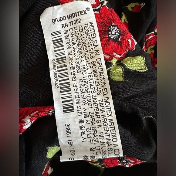 ZARA Women's Floral Crop Top Key-Hole Long Sleeve Zip Red- Black - Picture 6 of 13